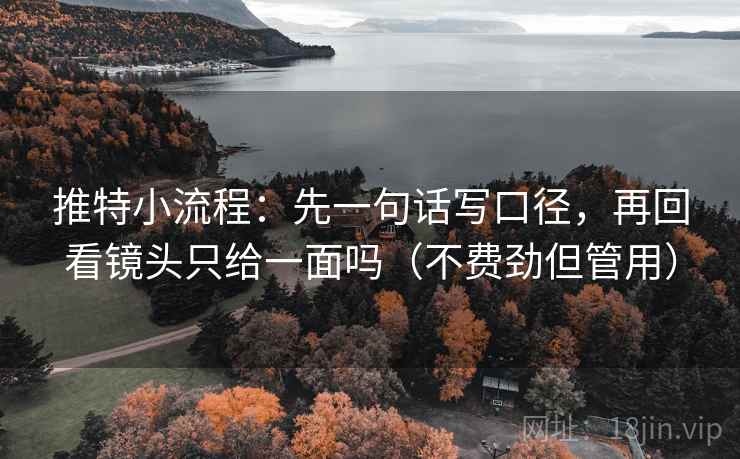 推特小流程:先一句话写口径,再回看镜头只给一面吗(不费劲但管用) 推特小流程:先一句话写口径,再回看镜头只给一面吗(不费劲但管用)